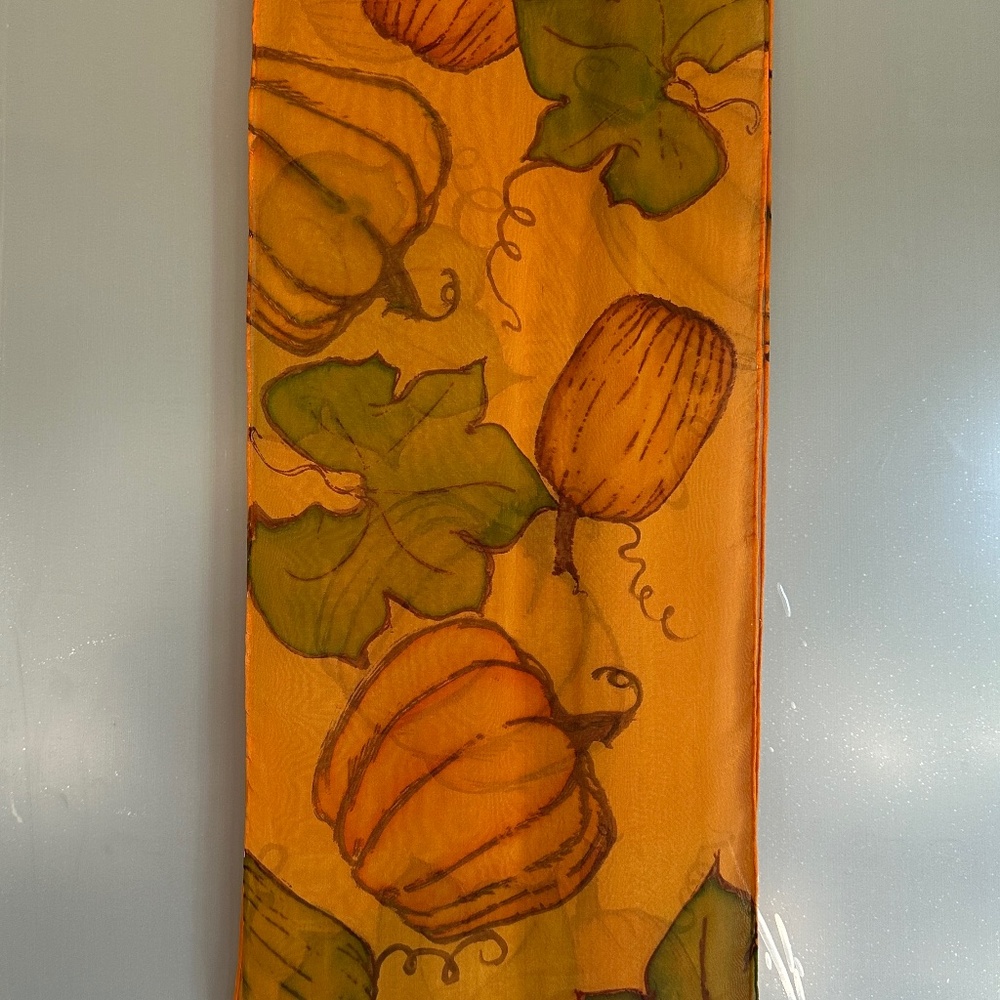 Hand painted Original Design Pumpkin Scarf Halloween One-of-a-Kind
